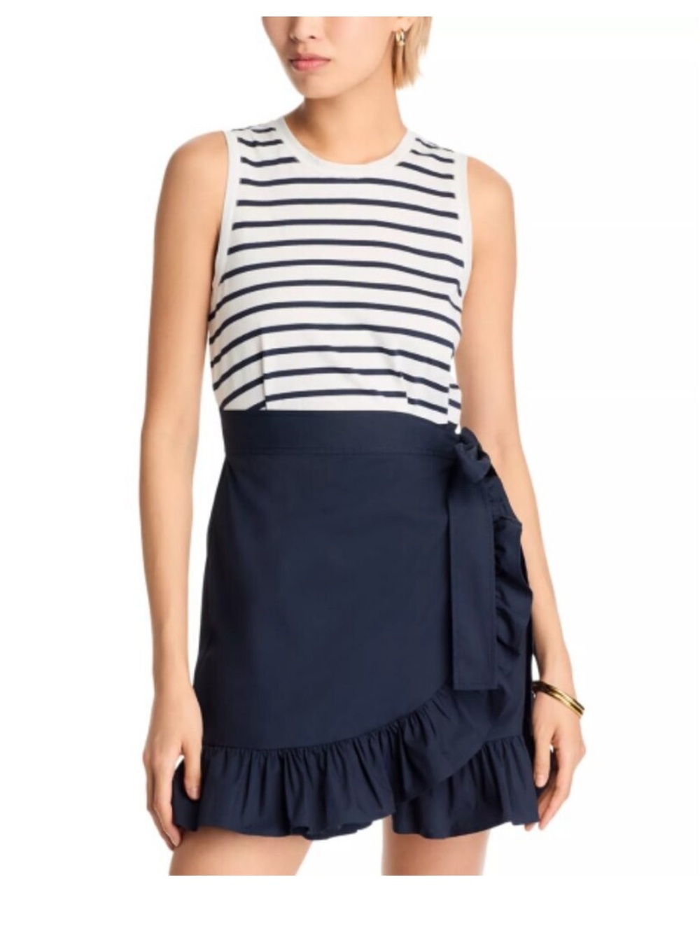 Cinq a Sept Stripe Mahlia Mini Wrap Dress size Medium